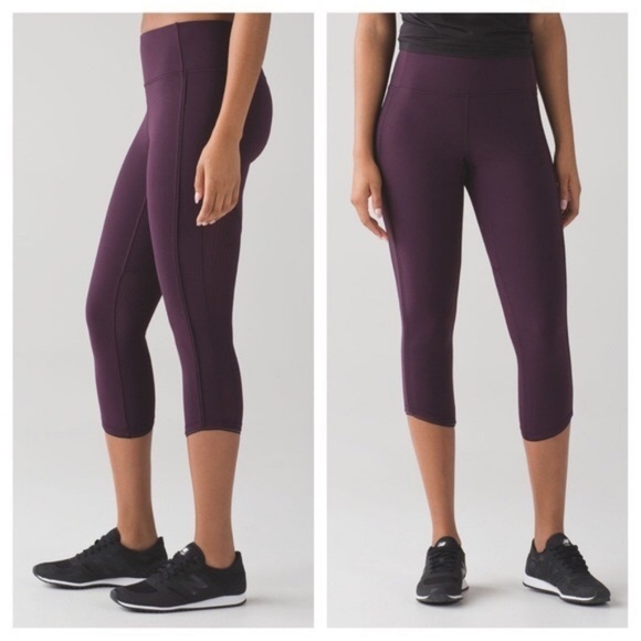 lululemon athletica Pants - Lululemon Deep Breath Crop Black Cherry Sz 6 21"